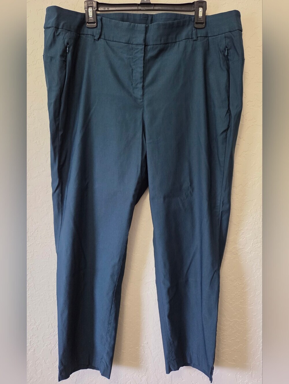 Lane Bryant 4-Season Slim Ankle Pants Teal Blue Zipper Pockets Plus Size 22